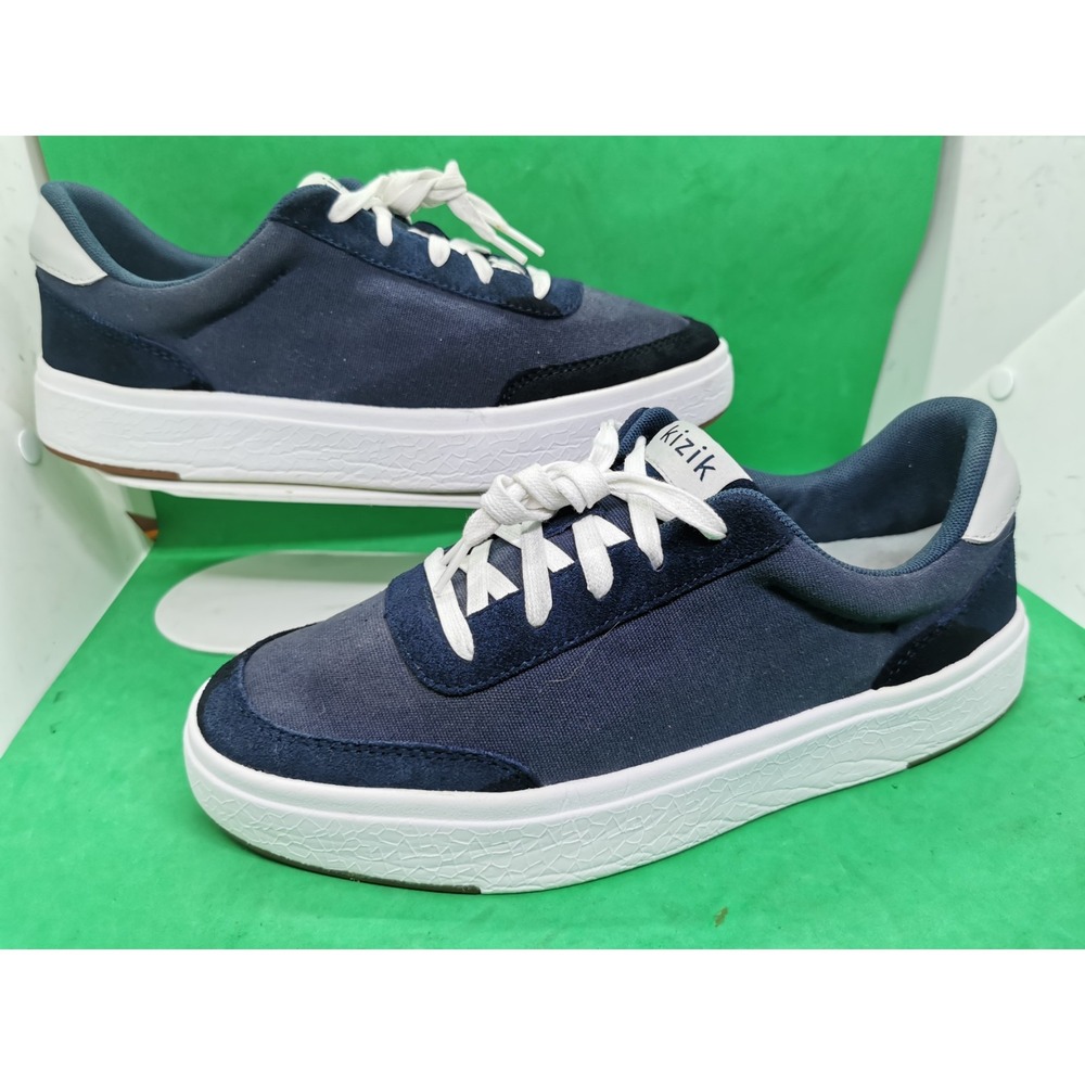 Kizik Prague Shoes Sneakers Hands Free Canvas Navy White Mens Size 8.5 Wide